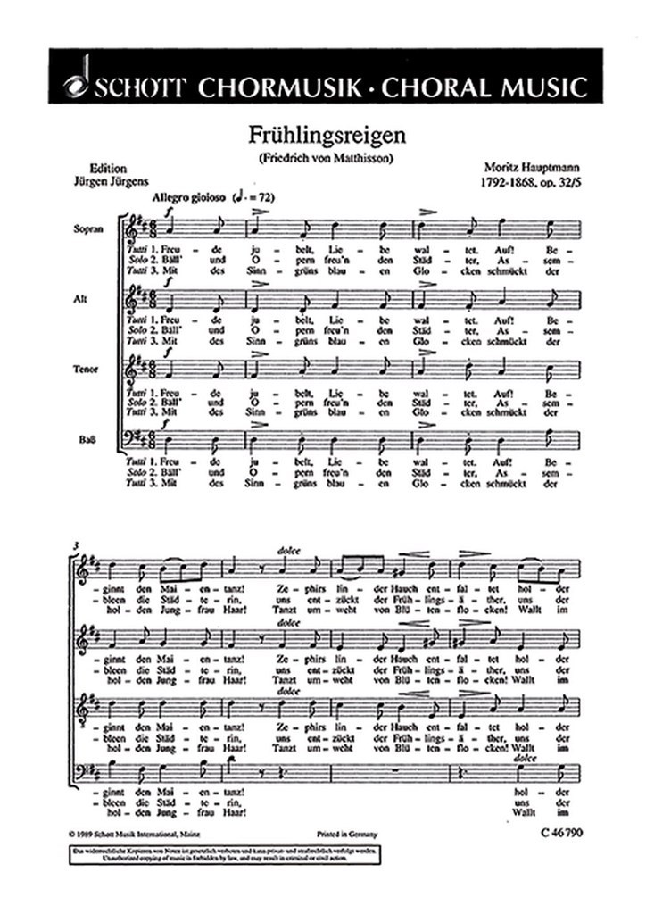 Sechs Chorlieder op. 32